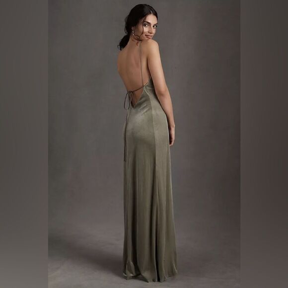 Jenny Yoo Dresses & Skirts - Jenny Yoo Stretch-Velvet Sabrina Dress in Sage